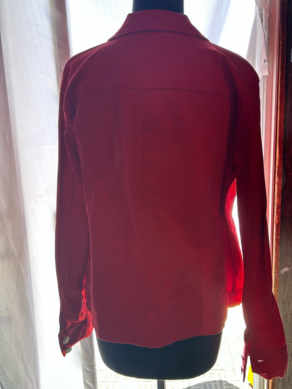 Charter Club Red Button-Front Jean Jacket - Picture 7 of 11